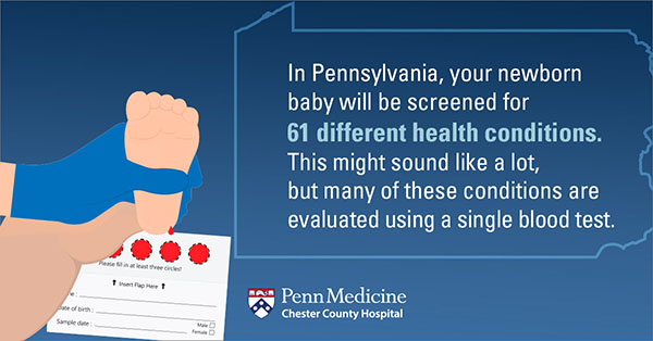 Graphic with statistics on newborn birth testing in Pennsylvania.
