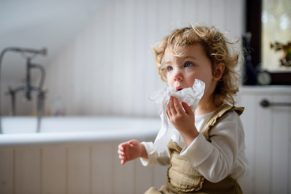 Child dealing with seasonal allergies.